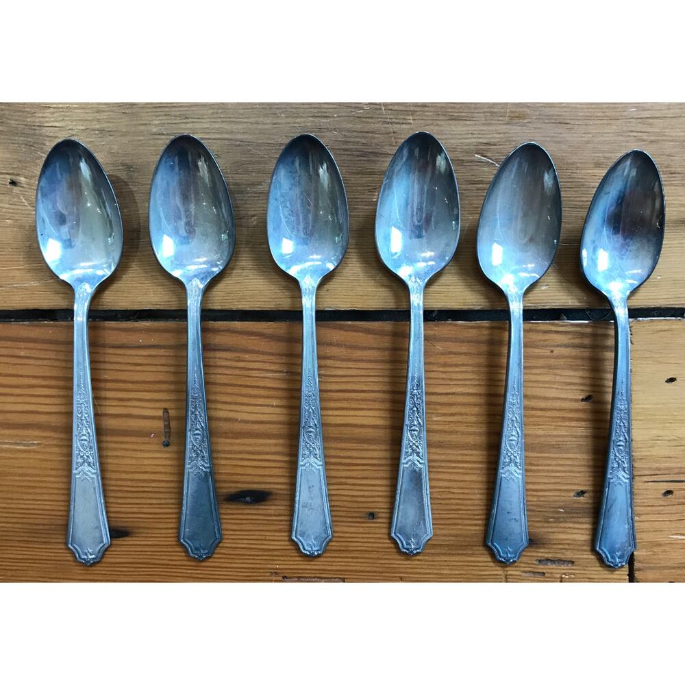 Set Lot 6 Vintage Victorian Antique 1847 Rogers Bros Silverplate Spoons 6"